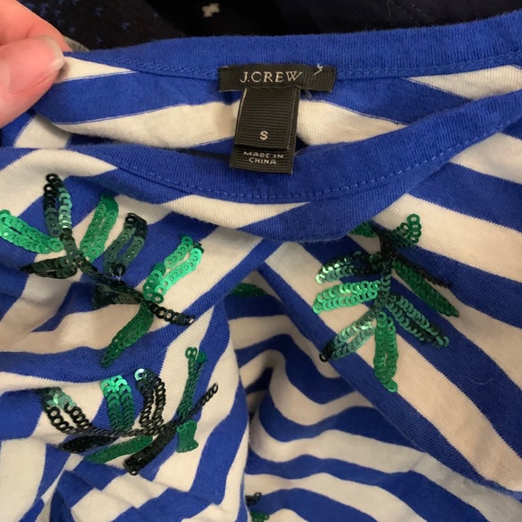 J. Crew Striped Sequin Leaf Tank Top Blue/White Size Small NWOT - Picture 8 of 8